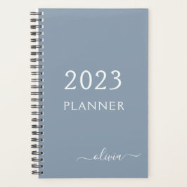 Agenda Elegante Monograma moderno Minimalista azul turbio