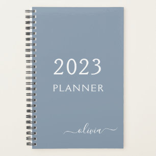 Agenda Elegante Monograma moderno Minimalista azul turbio
