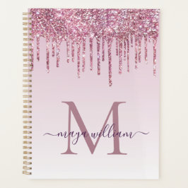 Agenda Elegante Monograma Rosa Purpurina Driner Planner
