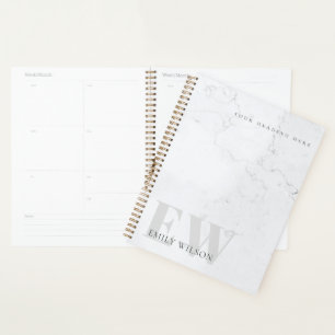 Agenda Elegante Monograma Rústico de Piedra de Mármol G