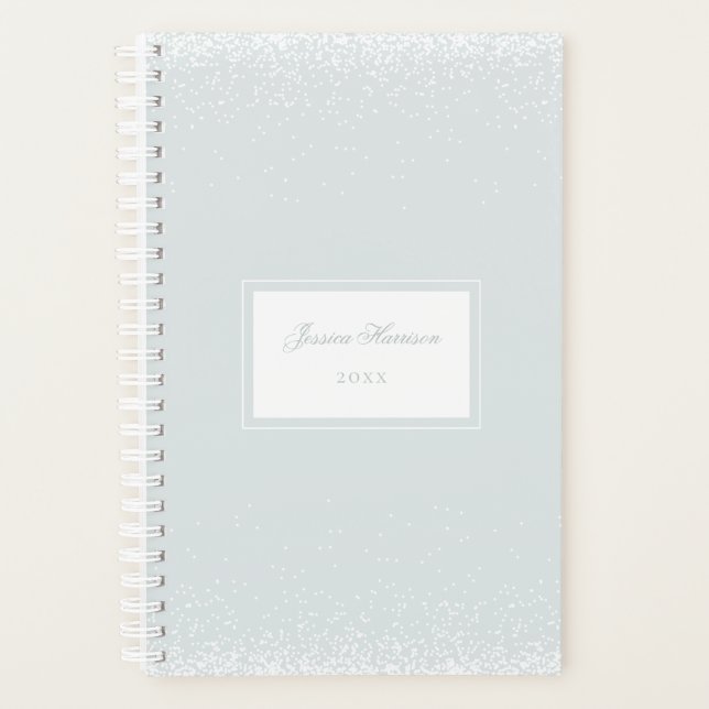 Agenda Elegante Monograma simple azul gris blanco Confett (Anverso)