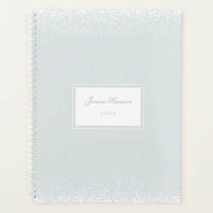 Agenda Elegante Monograma Simple Gris Confetti Blanco Gra