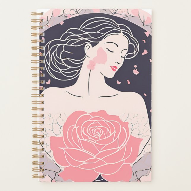 Agenda Elegante mujer abstracta planificadora rosa pacífi (Anverso)