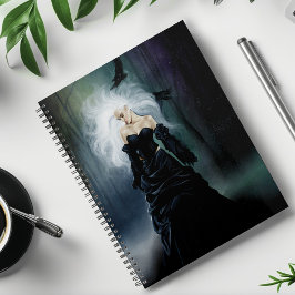Agenda Elegante Mujer Misteriosa Negra Gótica Cuervos Nie