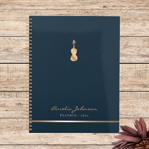 Agenda Elegante música violín Blue Gold 2026