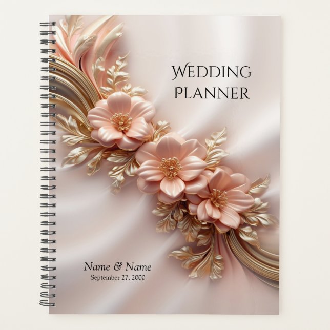 Agenda Elegante Naranja Peach Floral Planner (Anverso)