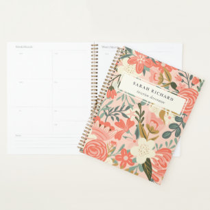 Agenda Elegante Naranja Rubor Peach Green Ambrosia Floral