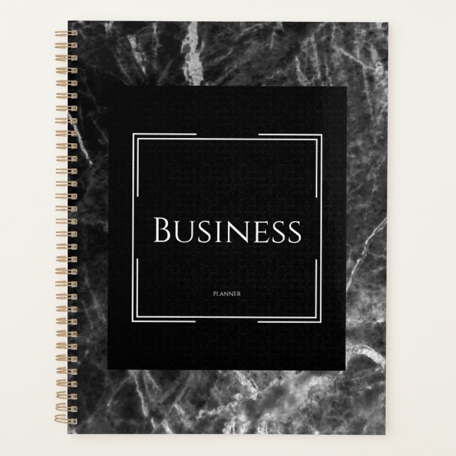 Agenda Elegante negocio blanco negro de mármol (Anverso)