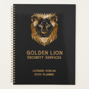 Agenda Elegante Negra de Servicios de Seguridad de Leones