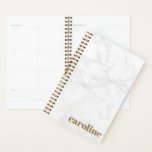 Agenda Elegante negrita Monogramada Mármol blanco y gris<br><div class="desc">Diseño audaz Monogramado Planner de Mármol Blanco y Gris</div>