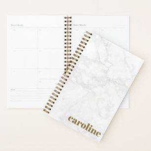 Agenda Elegante negrita Monogramada Mármol blanco y gris