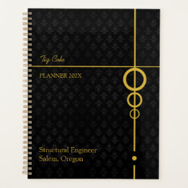 Agenda Elegante negro y oro personalizado