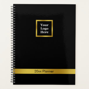 Agenda Elegante negro y oro tu logotipo aquí 2026