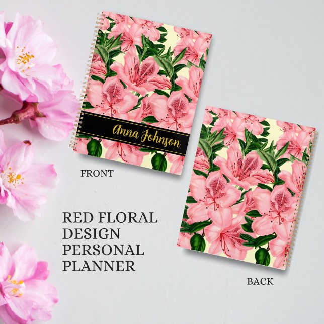 Agenda Elegante nombre de Personalizable floral rojo pers (Subido por el creador)