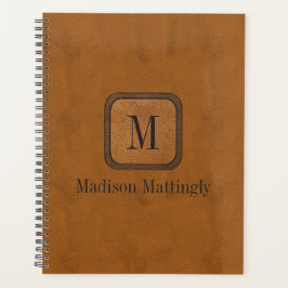 Agenda Elegante nombre monograma de Moda de cuero de colo