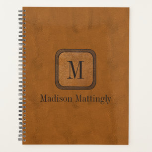 Agenda Elegante nombre monograma de Moda de cuero de colo