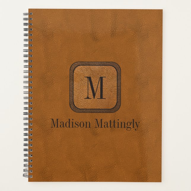 Agenda Elegante nombre monograma de Moda de cuero de colo (Anverso)