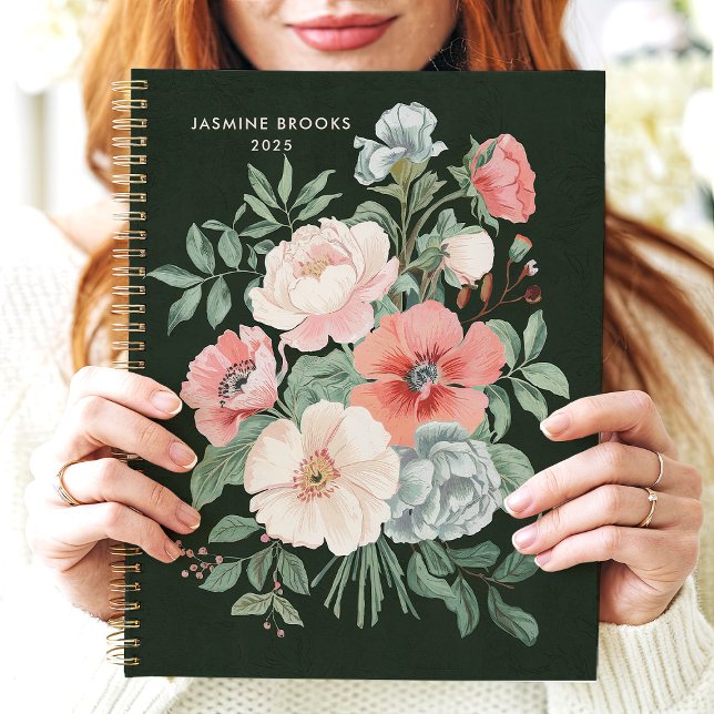 Agenda Elegante nombre personalizado con flores oscuras (Subido por el creador)