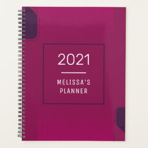 Agenda Elegante Nombre Personalizado Púrpura Rosa 2021