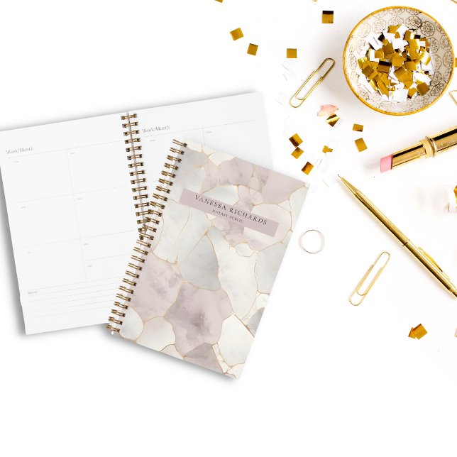 Agenda Elegante Notario de Lujo Rosa y Mármol Gris Públic (Subido por el creador)