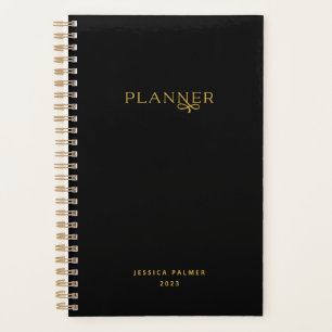 Agenda Elegante Oro Negro Semanal Mensual Sin Fecha Nombr
