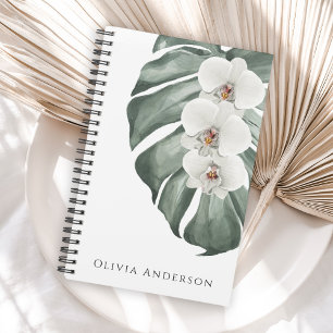 Agenda Elegante Orquídeas Blancas Tropicales Acuarela Flo