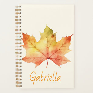 Agenda Elegante Otoño Caída Acuarela Floral Personalizada