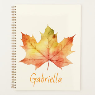 Agenda Elegante Otoño Caída Acuarela Floral Personalizada
