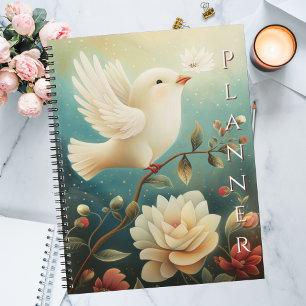 Agenda Elegante Paloma Blanca y Floral Tranquila