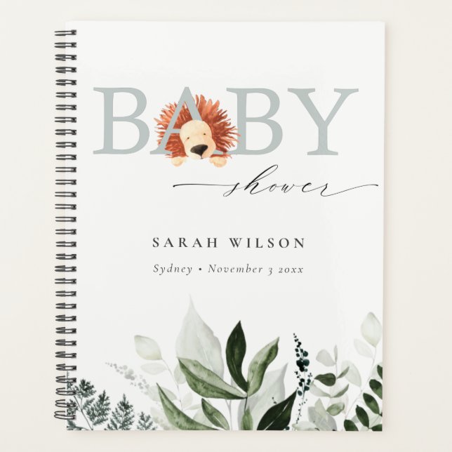 Agenda Elegante Pastel Cute Boho León Foliage Baby Shower (Anverso)