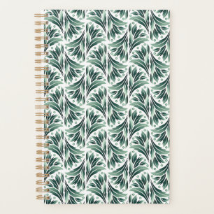 Agenda Elegante patrón Art Deco con follaje verde