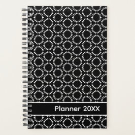 Agenda Elegante patrón de mandala de pétalos en blanco y 