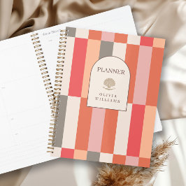 Agenda Elegante Patrón de Rayas Femeninas Personalizado