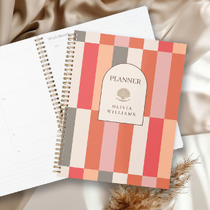 Agenda Elegante Patrón de Rayas Femeninas Personalizado