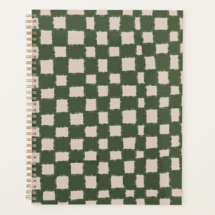 Agenda Elegante patrón de tablero de ajedrez gris verde