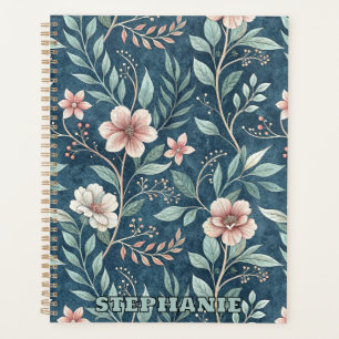 Agenda Elegante patrón floral con flores rosadas y crema