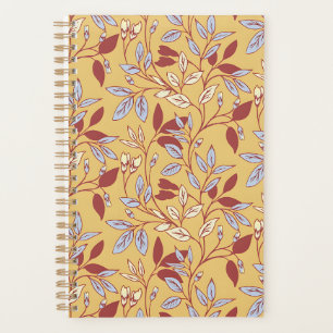 Agenda Elegante patrón floral con hojas rojas y azules