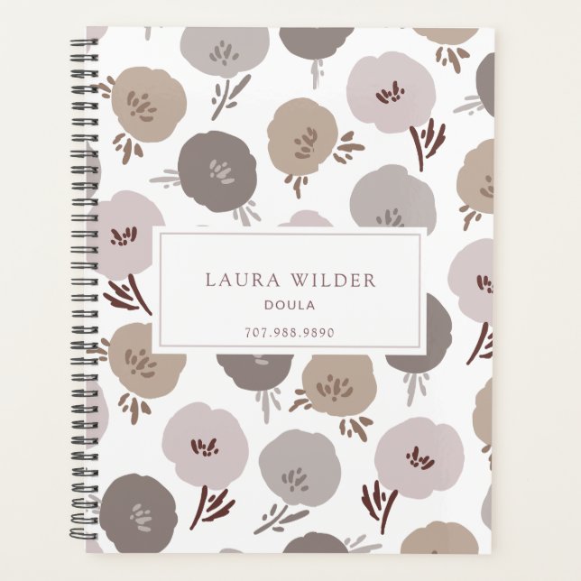 Agenda Elegante patrón floral de Doula Rosa Taupe moderno (Anverso)