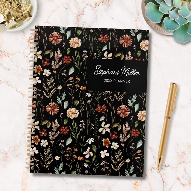 Agenda Elegante patrón floral de pradera de flores silves (In situ)