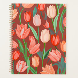 Agenda Elegante patrón floral de tulipanes - primavera ro