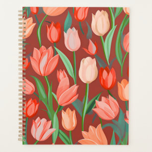 Agenda Elegante patrón floral de tulipanes - primavera ro