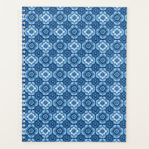 Agenda Elegante patrón floral geométrico azul