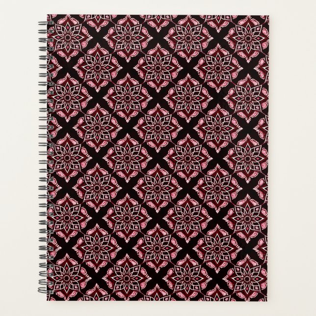 Agenda Elegante Patrón Floral Geométrico de Moda Boho (Anverso)