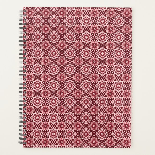 Agenda Elegante patrón floral retro boho (Anverso)