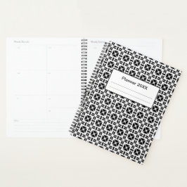 Agenda Elegante patrón geométrico en blanco y negro