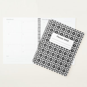 Agenda Elegante patrón geométrico en blanco y negro