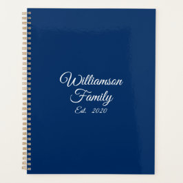 Agenda Elegante personalizado azul marino guión nombre fe