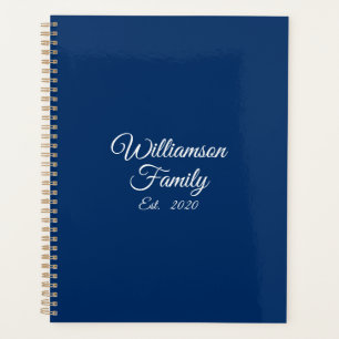 Agenda Elegante personalizado azul marino guión nombre fe