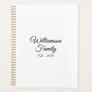 Agenda Elegante personalizado blanco negro guión fecha de