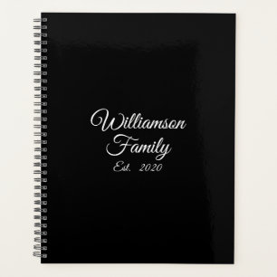 Agenda Elegante personalizado blanco negro guión fecha de
